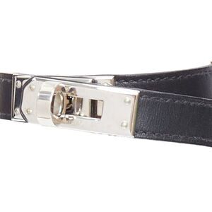 Hermes Kelly Double Tour PHW leather wrap turnlock bracelet